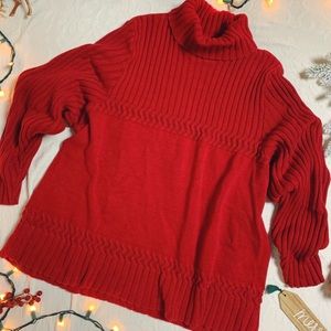 Coldwater Creek Red Chunky Turtleneck Sweater